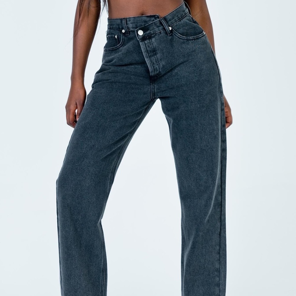 Princess Polly Asymmetrical CrissCross Jeans Black